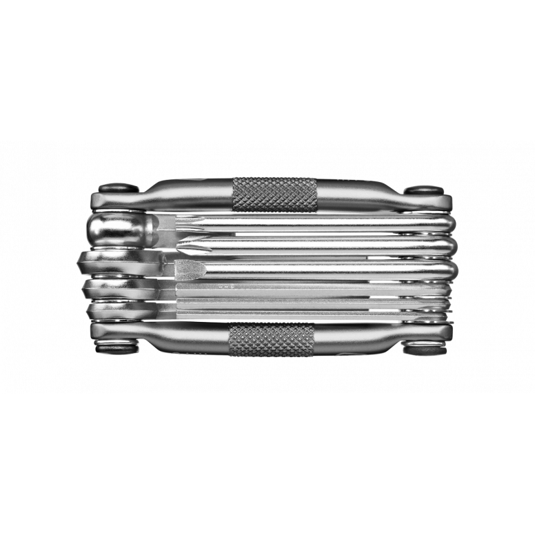 Crankbrothers Multi 10 multi-tool open showing all 10 tools including Phillips and flat screwdrivers