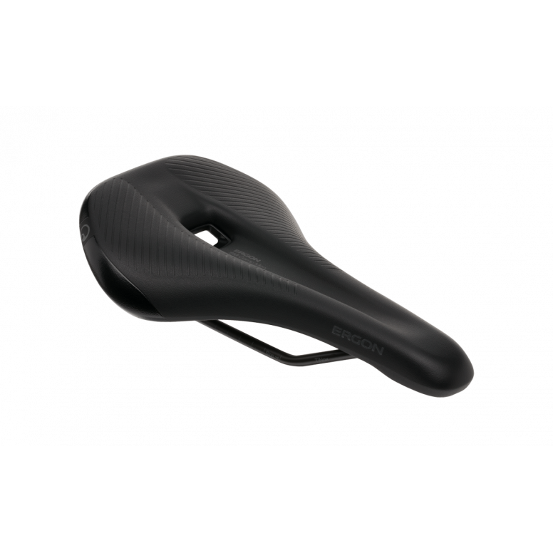 Ergon SM Comp Men MTB saddle top view showing pressure relief channel