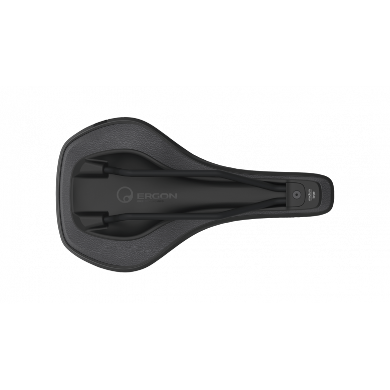 Ergon SM E-Mountain Core Prime saddle side profile showing 3D flex shell and orthopaedic foam padding