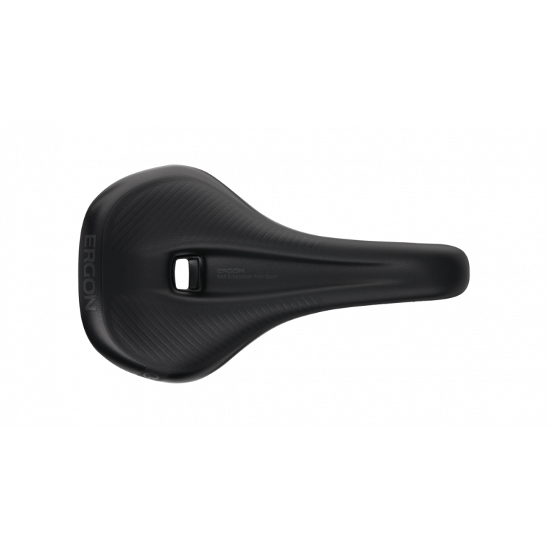 Ergon SM E-Mountain Sport men's eMTB saddle showing rear support ramp and V-shape relief channel