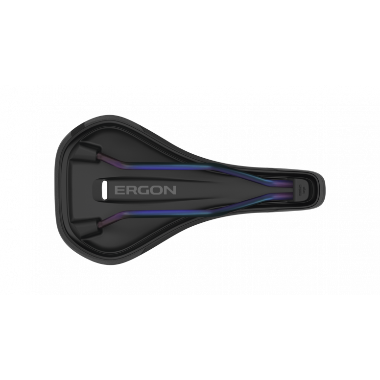 Ergon SM Enduro Comp saddle side profile showing CrMo rails and microfibre cover
