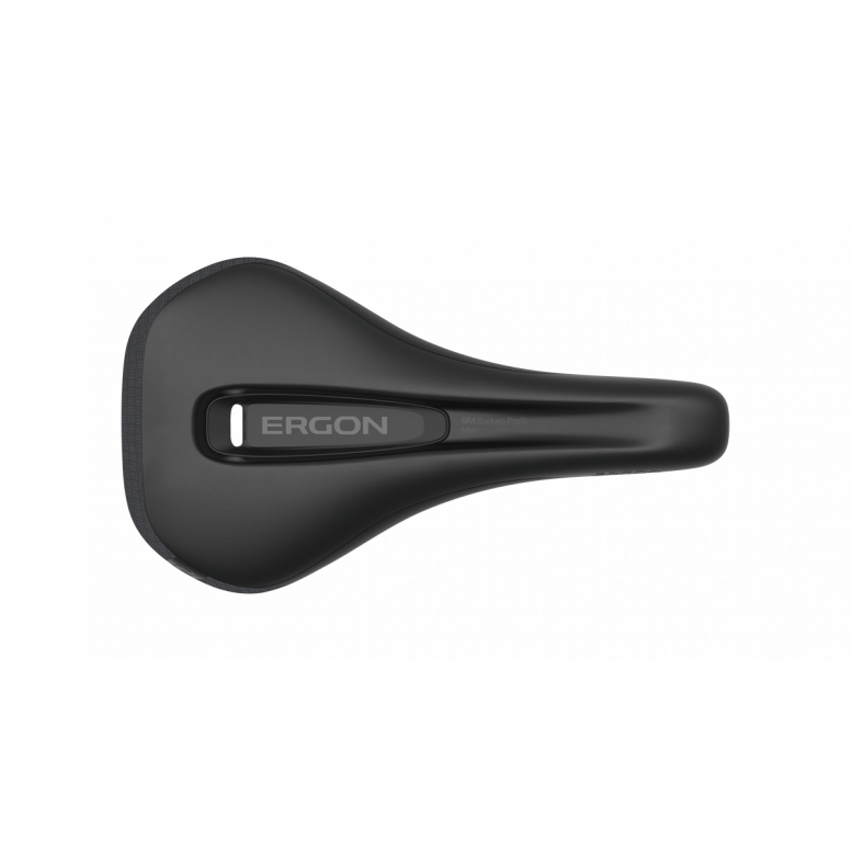 Ergon SM Enduro Men Pro Titanium saddle top view showing V-shape seating surface