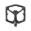 Crankbrothers Stamp 7 flat pedal in black showing concave profile and adjustable traction pins