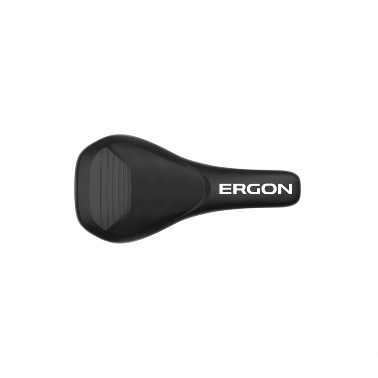 Ergon SM Downhill Comp saddle side profile showing compact 29er-compatible shape