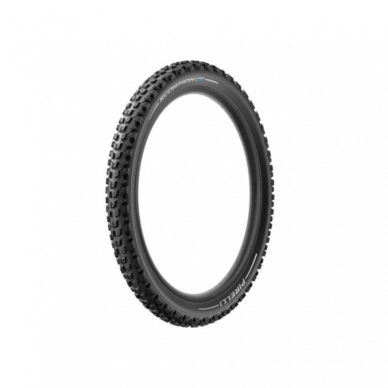 Pirelli Scorpion E-MTB S tyre tread pattern close-up showing SmartGRIP Gravity compound