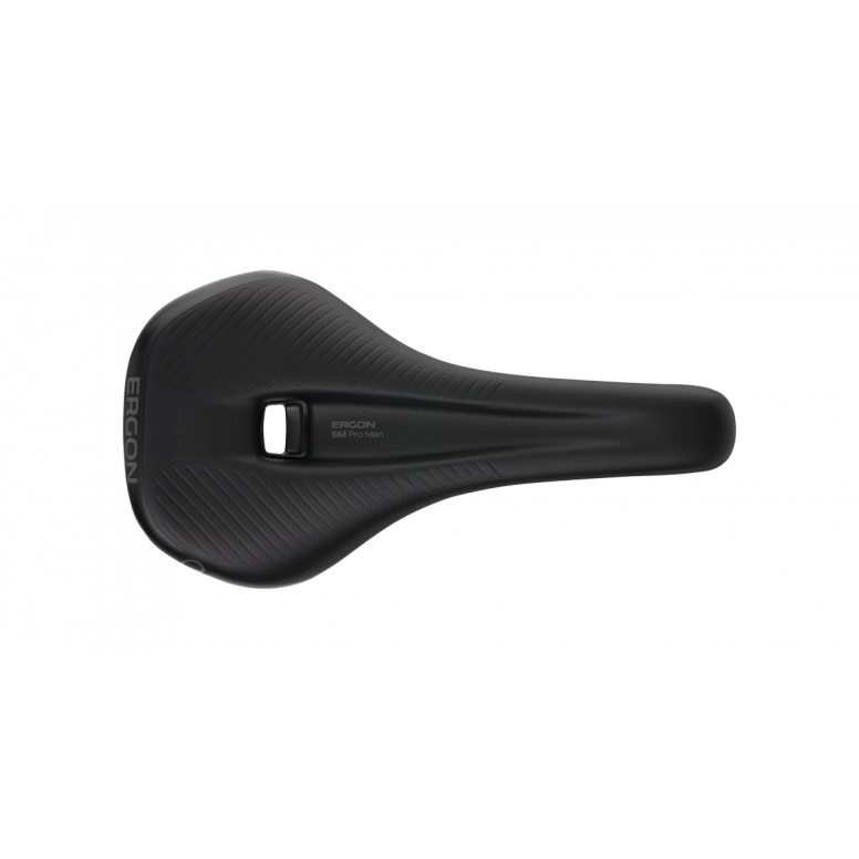 Ergon SM Pro Men MTB saddle top view showing pressure relief channel