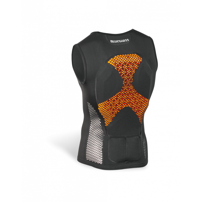 Close-up of D3O impact protection panel on Bluegrass Seamless Lite back protector