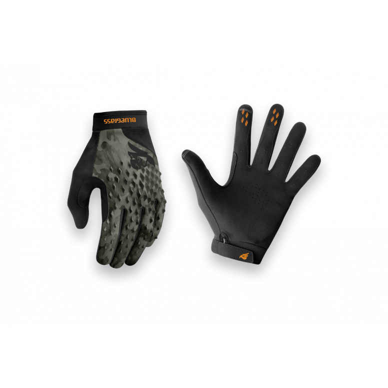 Bluegrass Prizma 3D MTB gloves in black showing palm and 3D seam construction