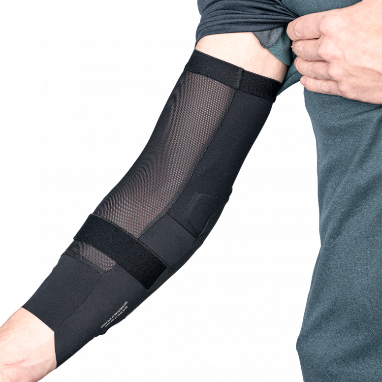 Bluegrass Aura Core elbow pads worn on rider mountain biking Essex UK