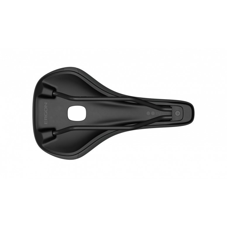 Ergon SMS Comp Men saddle top view showing relief channel and MTB-specific foam