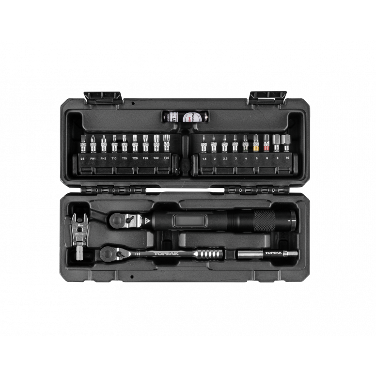 Topeak Torq Stick Pro Digital torque wrench set with hex and Torx bits for mountain bike maintenance