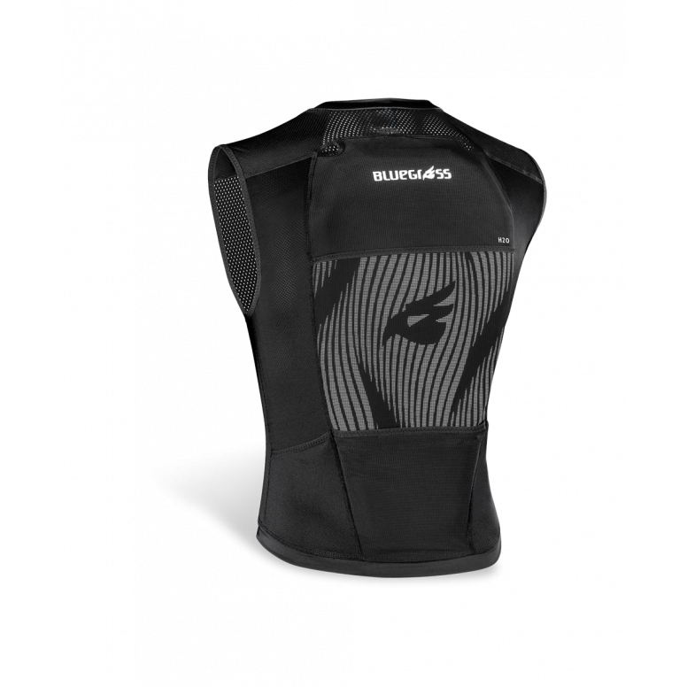 Bluegrass Armour Lite rear view showing 3-layer EVA back protector and stretch mesh fabric