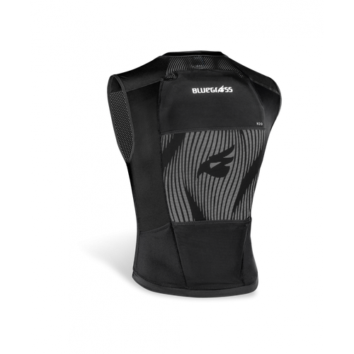 Bluegrass Armour Lite rear view showing 3-layer EVA back protector and stretch mesh fabric