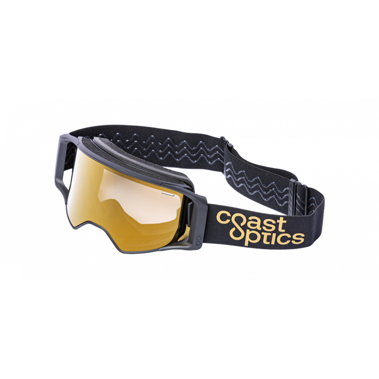Coast Optics Alta 2 Barelli Signature MTB goggles with gold lens and custom strap