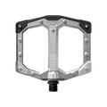 Crankbrothers Stamp EVO flat pedal in black showing extended platform and adjustable pins